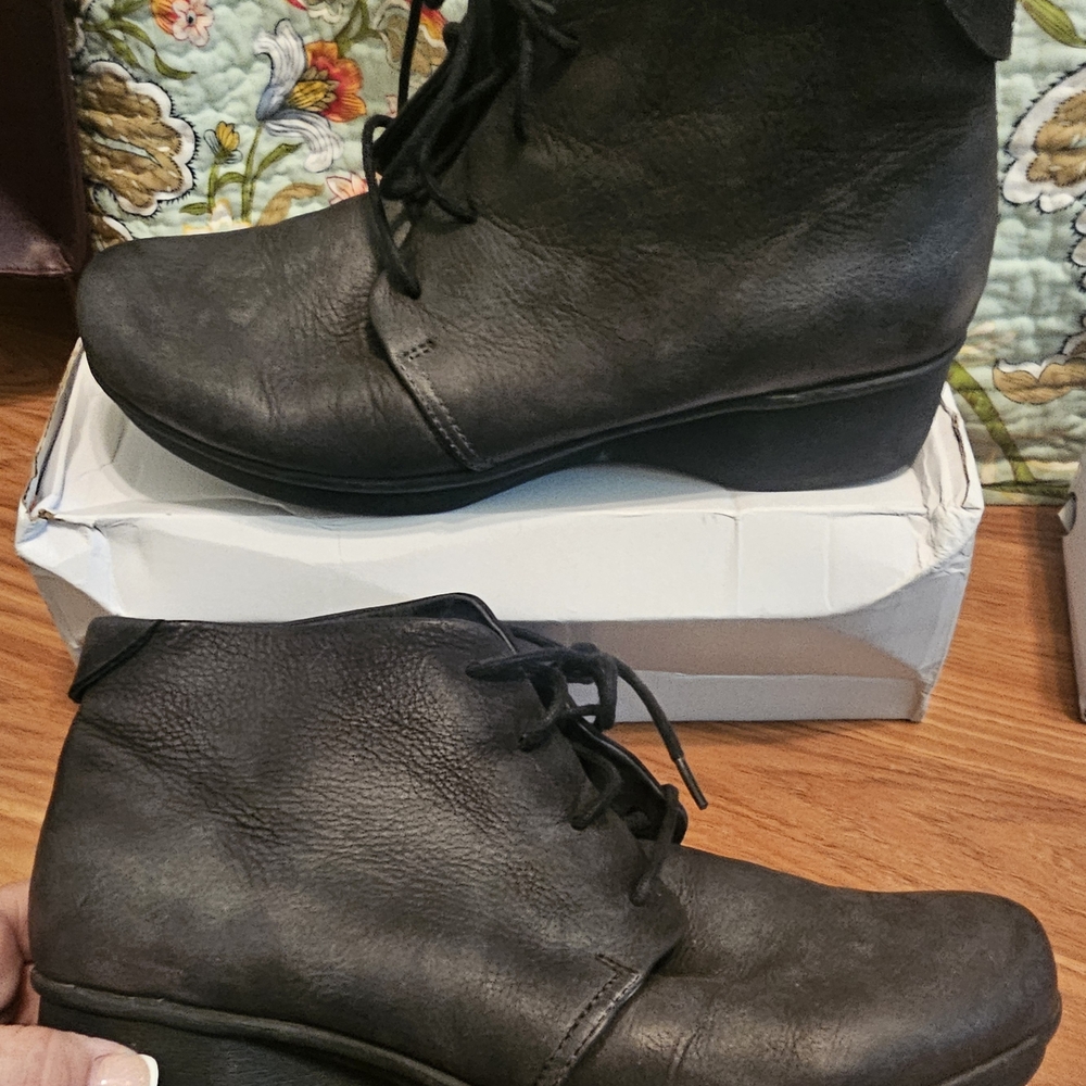 Dansko "Cadee" Nubuck Black Ankle Booties